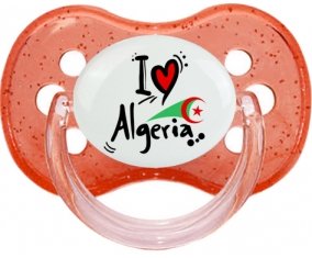 I love Algeria + drapeau Sucette Cerise Rouge à paillette