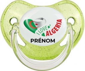 I love algeria avec prénom Sucette Physiologique Vert à paillette