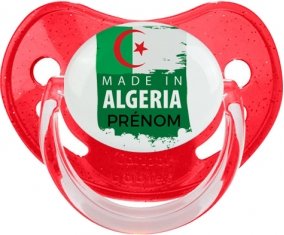 Made in Algeria design 3 avec prénom Sucette Physiologique Rouge à paillette
