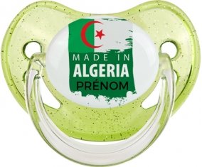 Made in Algeria design 3 avec prénom Sucette Physiologique Vert à paillette