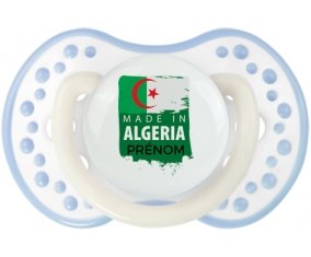 Made in Algeria design 3 avec prénom Sucette LOVI Dynamic Blanc-cyan classique