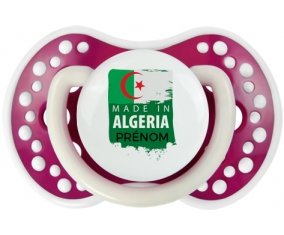 Made in Algeria design 3 avec prénom Sucette LOVI Dynamic Fuchsia phosphorescente