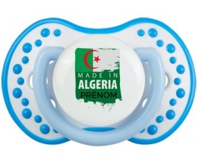 Made in Algeria design 3 avec prénom Sucette LOVI Dynamic Blanc-bleu phosphorescente