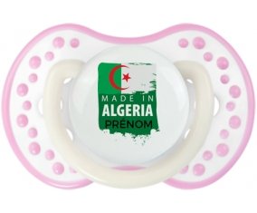 Made in Algeria design 3 avec prénom Sucette LOVI Dynamic Blanc-rose phosphorescente