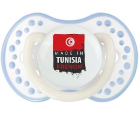 Made in Tunisia avec prénom Sucette LOVI Dynamic Blanc-cyan classique