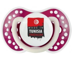 Made in Tunisia avec prénom Sucette LOVI Dynamic Fuchsia phosphorescente