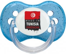 Made in Tunisia avec prénom Tétine Cerise Bleu à paillette