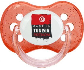Made in Tunisia avec prénom Tétine Cerise Rouge à paillette