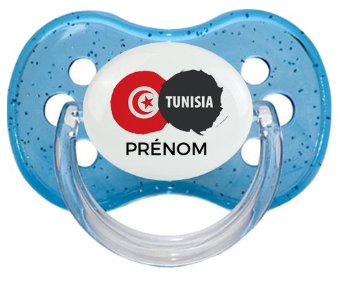 Drapeau Tunisia avec prénom Sucete Cerise Bleu à paillette