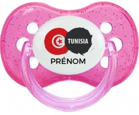 Drapeau Tunisia avec prénom Sucete Cerise Rose à paillette