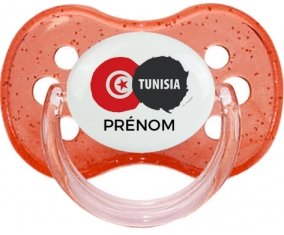 Drapeau Tunisia avec prénom Sucete Cerise Rouge à paillette