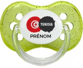 Drapeau Tunisia avec prénom Sucete Cerise Vert à paillette