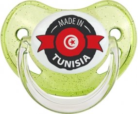 Made in Tunisia design 1 avec prénom Sucete Physiologique Vert à paillette