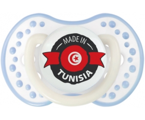Made in Tunisia design 1 avec prénom Tétine LOVI Dynamic Blanc-cyan classique