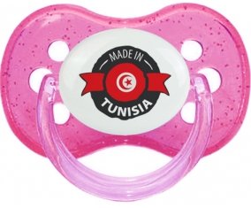 Made in Tunisia design 1 avec prénom Sucette Cerise Rose à paillette