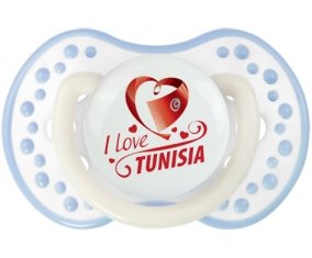 I love Tunisia design 1 Sucette LOVI Dynamic Blanc-cyan classique