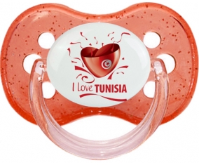 I love Tunisia design 2 Tétine Cerise Rouge à paillette