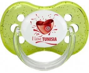 I love Tunisia design 2 Tétine Cerise Vert à paillette