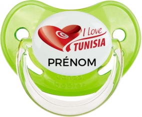I love Tunisia design 3 avec prénom Tétine Physiologique Vert classique