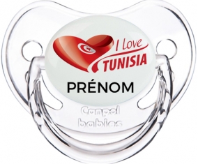 I love Tunisia design 3 avec prénom Tétine Physiologique Transparent classique