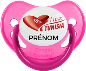 I love Tunisia design 3 avec prénom Tétine Physiologique Rose phosphorescente