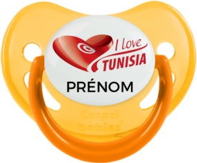 I love Tunisia design 3 avec prénom Tétine Physiologique Jaune phosphorescente