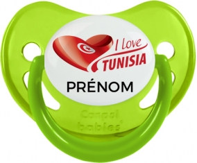 I love Tunisia design 3 avec prénom Tétine Physiologique Vert phosphorescente