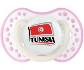 Flag Tunisia design 1 Tétine LOVI Dynamic Blanc-rose phosphorescente