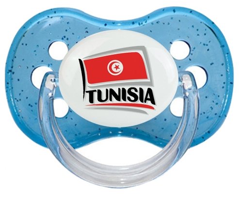 Flag Tunisia design 1 Sucette Cerise Bleu à paillette