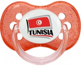 Flag Tunisia design 1 Sucette Cerise Rouge à paillette