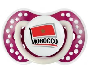 Flag Morocco design 1 Sucette LOVI Dynamic Fuchsia phosphorescente