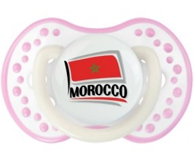 Flag Morocco design 1 Sucette LOVI Dynamic Blanc-rose phosphorescente