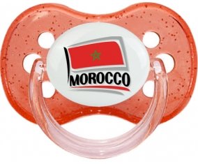 Flag Morocco design 1 Tétine Cerise Rouge à paillette