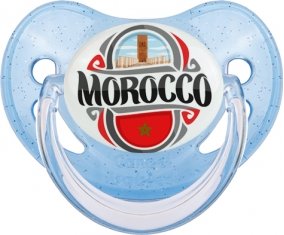Flag Morocco design 2 Tétine Physiologique Bleue à paillette