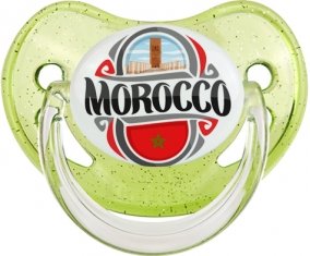 Flag Morocco design 2 Tétine Physiologique Vert à paillette