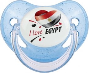 I love Egypt design 1 Sucette Physiologique Bleue à paillette
