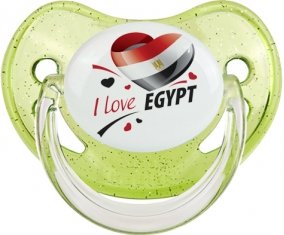 I love Egypt design 1 Sucette Physiologique Vert à paillette