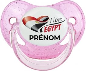 I love Egypt avec prénom Tétine Physiologique Rose à paillette