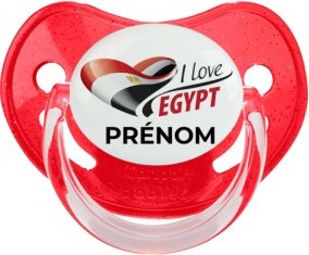 I love Egypt avec prénom Tétine Physiologique Rouge à paillette