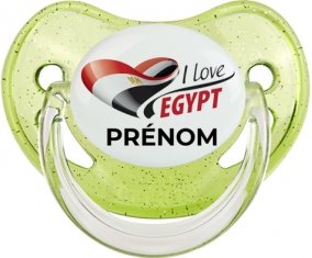 I love Egypt avec prénom Tétine Physiologique Vert à paillette