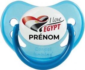 I love Egypt avec prénom Tétine Physiologique Bleue phosphorescente
