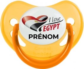 I love Egypt avec prénom Tétine Physiologique Jaune phosphorescente