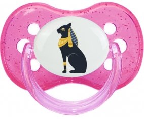 Chat égyptien noir bastet déesse de l'egypte ancienne Sucette Cerise Rose à paillette
