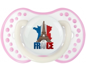Carte France + Tour Eiffel Tétine LOVI Dynamic Blanc-rose phosphorescente