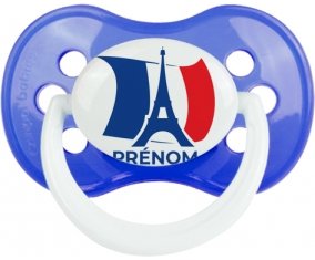 Drapreau France + Tour Eiffel avec prénom Sucette Anatomique Bleu classique