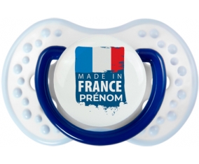 Made in France avec prénom Tétine LOVI Dynamic Marine-blanc-bleu classique