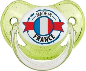 Made in France design 1 Sucette Physiologique Vert à paillette