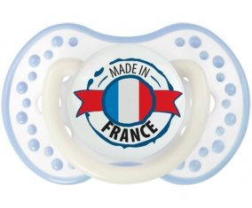 Made in France design 1 Sucette LOVI Dynamic Blanc-cyan classique