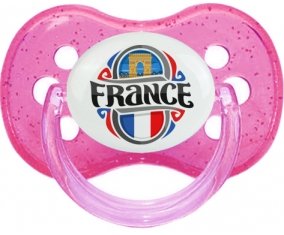 Flag France design 1 Sucette Cerise Rose à paillette