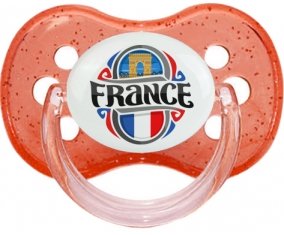Flag France design 1 Sucette Cerise Rouge à paillette
